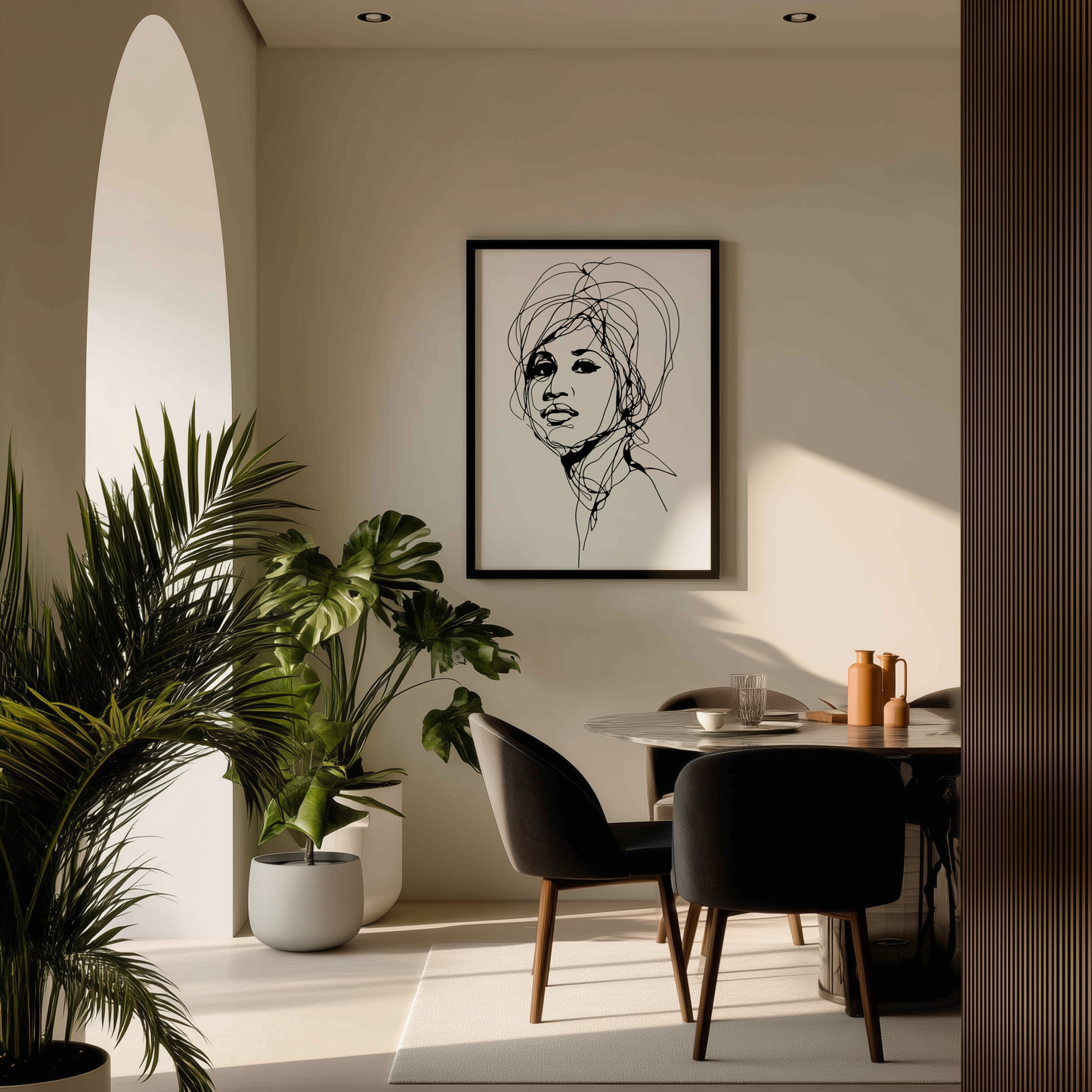 Wandbild Shooting Star Music Poster Line Art Aretha Franklin, minimalistisches modernes Design, ideal für stilvolle Raumgestaltung.