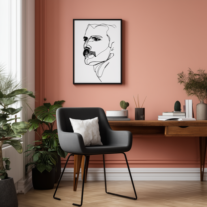 Wandbild Shooting Star Music Poster Line Art Freddie Mercury, minimalistisches modernes Design, ideal für stilvolle Raumgestaltung.