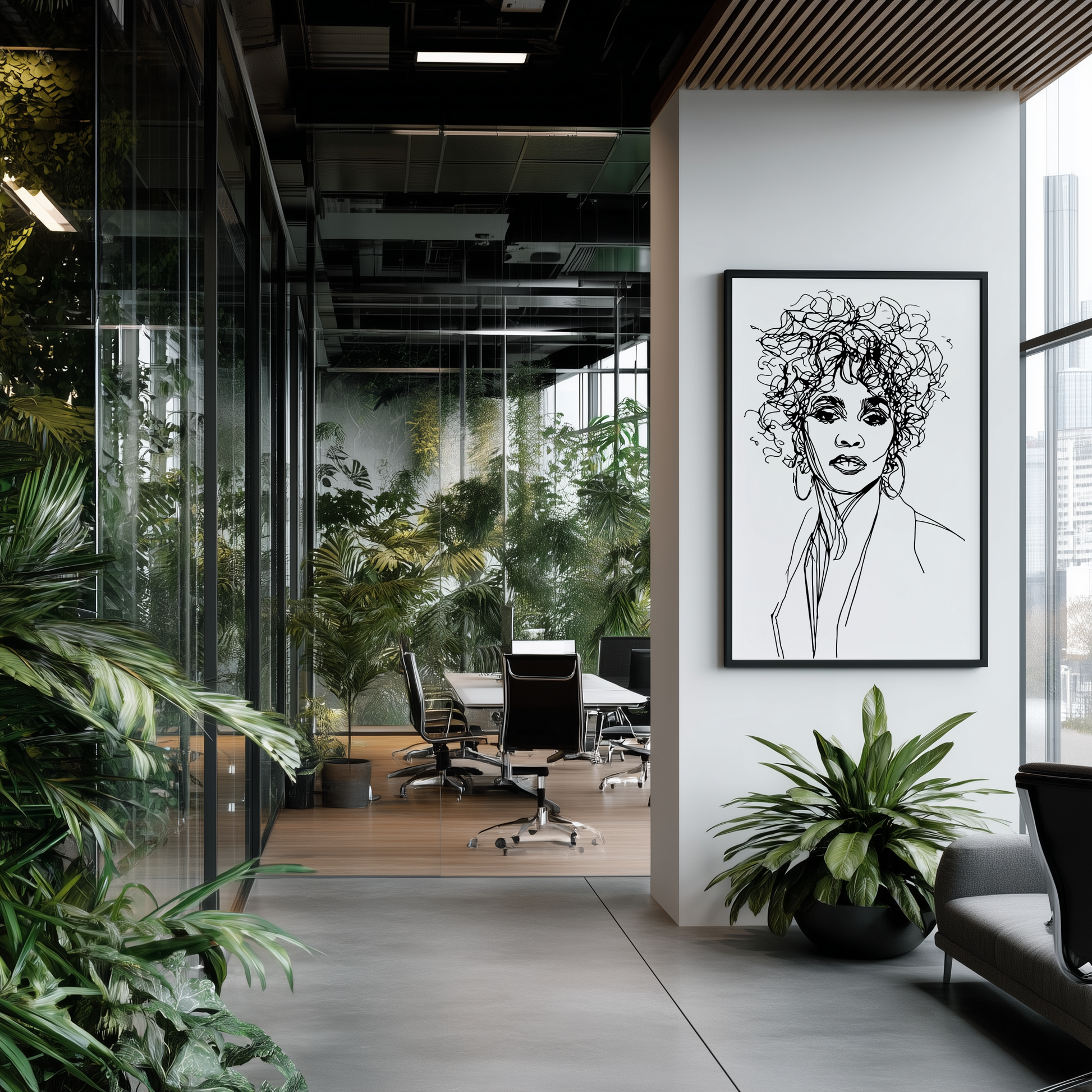 Wandbild Shooting Star Music Poster Line Art Whitney Housten, minimalistisches modernes Design, ideal für stilvolle Raumgestaltung.