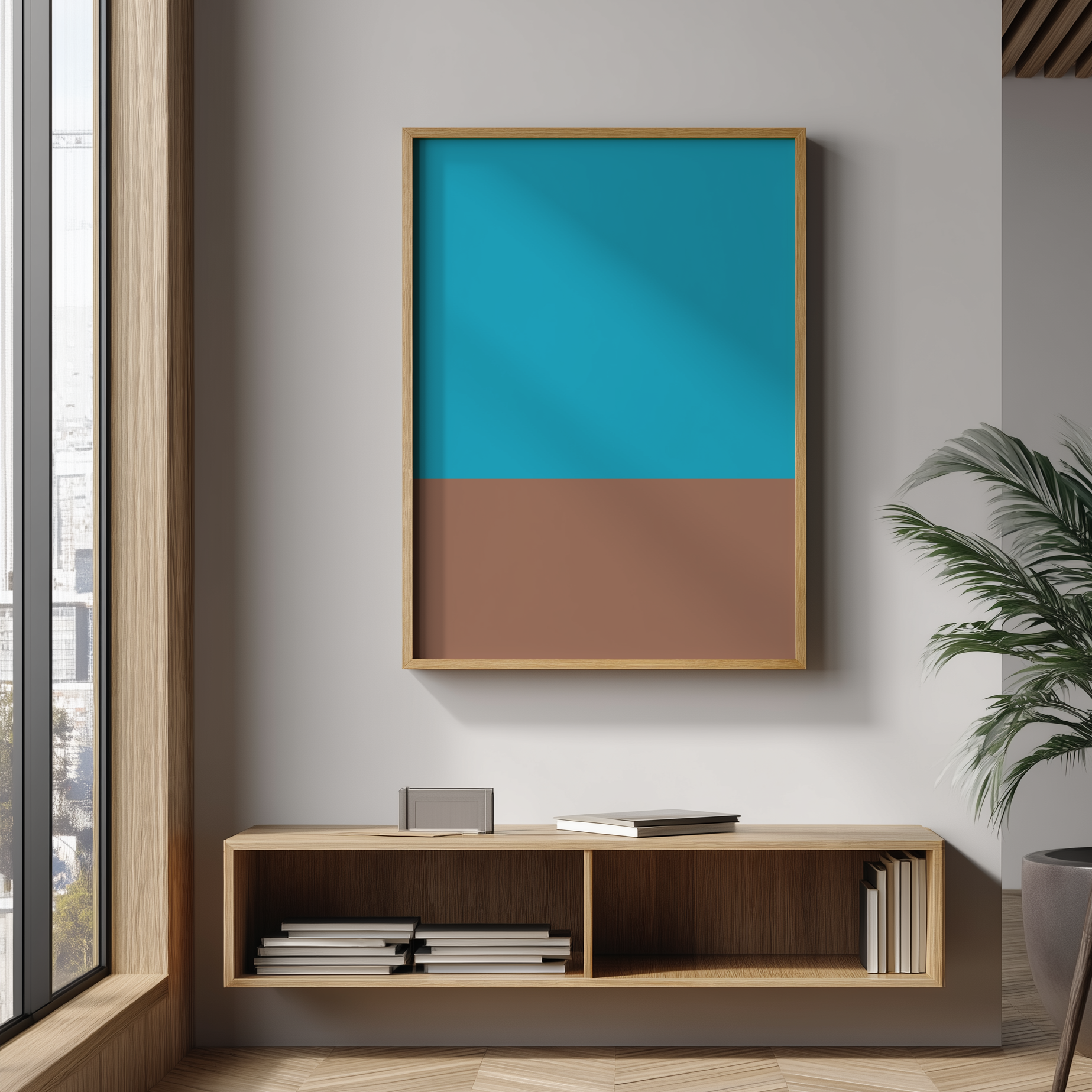 Wandbild Trend Blocks Mocha Turquoise Poster Colorful Artwork, minimalistisches modernes Design, ideal für stilvolle Raumgestaltung.